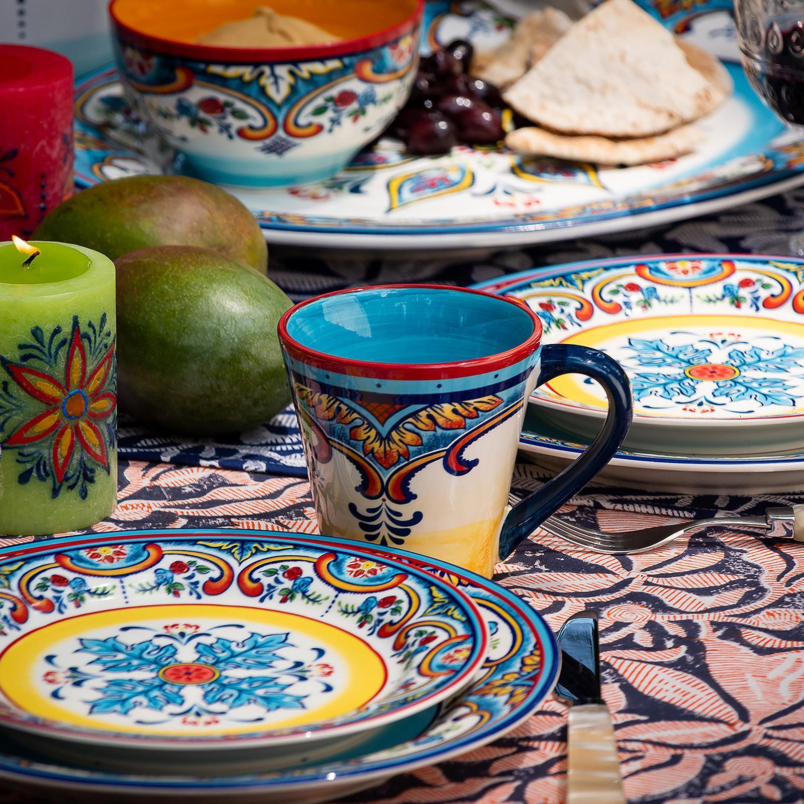 Euro Ceramica, Zanzibar 16-Piece Stoneware Dinnerware Set, Service