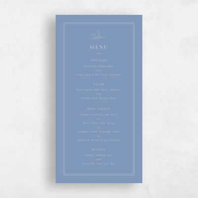 Denim Blue Wedding Menu - Arum