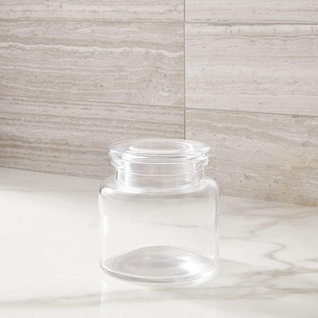 Apothecary Glass Bath Accessories, Clear, Small Lidded Canister