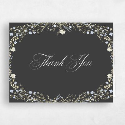 Dark Charcoal, Black Wedding Thank You - Papillon Landscape