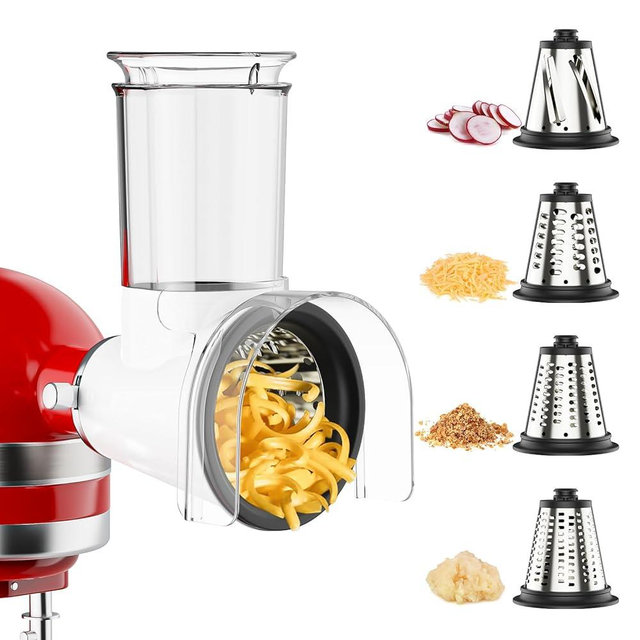 Cheese Grater Attachment for KitchenAid, Large Cheese Grater with 3-inch Feed Chute and Splash-Proof Barrier, Cheese Shredder, For Kitchen Aid Accessories and Attachments, Dishwasher Safe By Cofun
