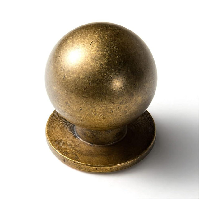 Goo-Ki 6 Pack Antique Brass Kitchen Cabinet Knobs,Retro Drawer Pulls,1 3/16 Inches Diameter Knob Plus