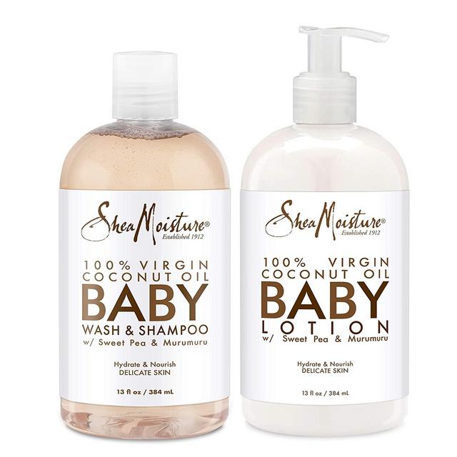 SheaMoisture Baby Gift Set Perfect For New Moms 100% Virgin Coconut OilSulfate-Free Wash & Shampoo + Lotion