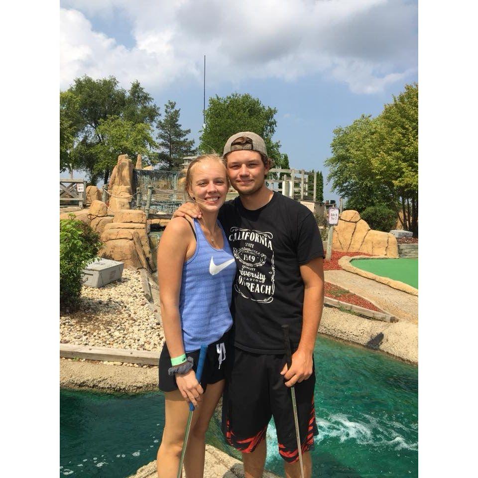 Our first summer together on the annual family mini golfing day.