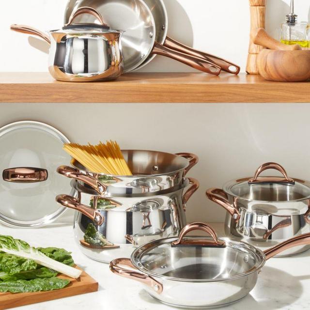 BergHOFF ® Ouro Gold 11-Piece Stainless Steel Cookware Set with Glass Lids