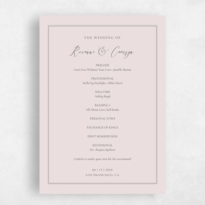 Blush, Pink Wedding Program - Novela