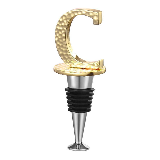 Miicol Wine Stopper, Prosecco Stopper, Wine Bottle Stopper, Personalised Champagne Stopper, Gold Wine Accessories, Wine Lovers Gift, Monogram Gift, Letter C
