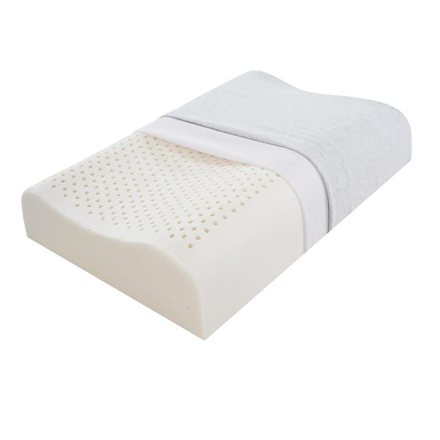 Cervical Neck Pillow for Pain Relief - Ergonomic Organic Nature Latex Foam Contour Pillows for Side, Back Sleepers, Medium Firm Soft Pillow for Neck Support with Breathable Cover (3.9"/4.7")