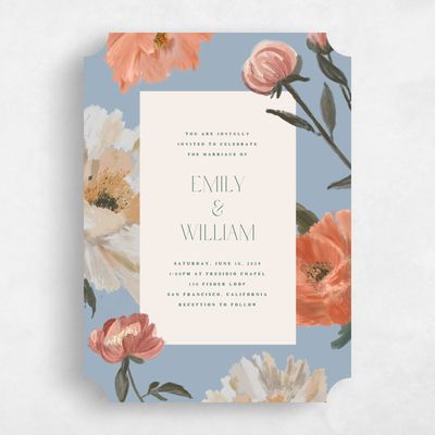 Blue Ticket Wedding Invitation - Ashling Portrait