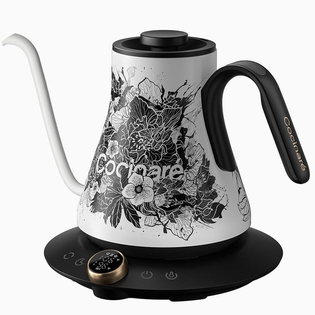 Cocinare FLOW M9 Electric Gooseneck Kettle, ±1℉ Temperature Control for Pour-over Coffee & Tea, Stainless Steel Interior, Quick Heating for Boiling Water (New Blossom)