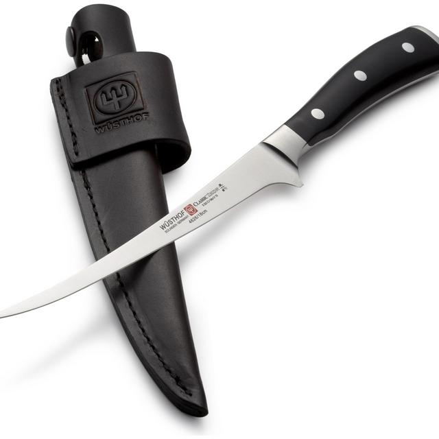 Wusthof Classic Ikon 7-Inch Fillet With Sheath, Black