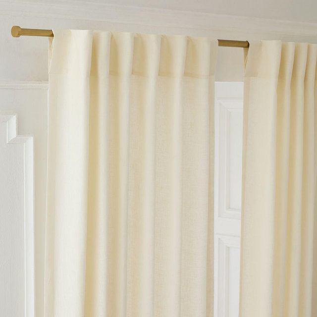 European Flax Linen Curtain, 48"x84", Alabaster