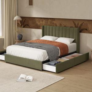 Jeilyn Upholstered Platform Drawer Storage Bed - Pistachio, Queen