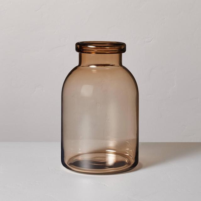 12" Brown Glass Decorative Wide Jug Vase - Hearth & Hand™ with Magnolia