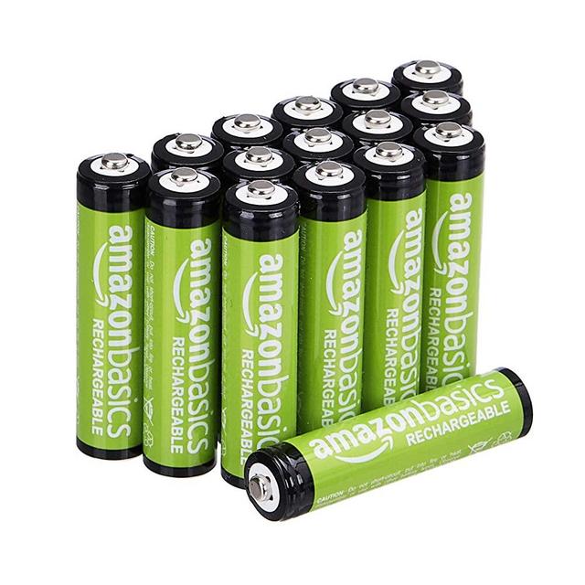 Amazon Basics 16 Pack AAA Performance-Capacity 800 mAh Rechargeable Batteries, Pre-Charged, can be recharged 1,000 times