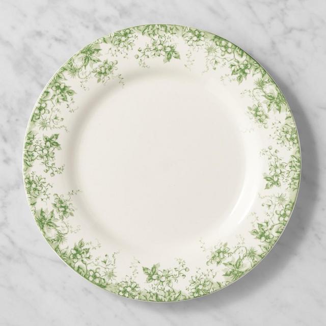 English Floral Dinner Plates, Set of 8, Green
