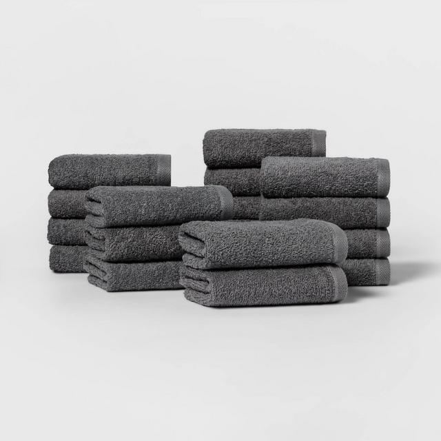 18pk Washcloth Set Gray - Room Essentials™
