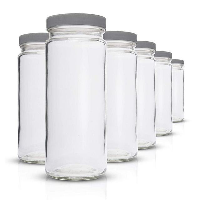  YULEER Glass Cups With Lids & Straws 6 Pack, 16 oz Can