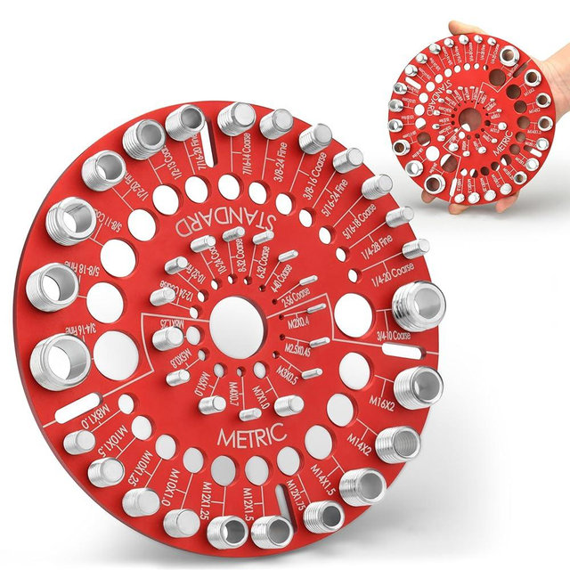 39 Nut and Bolt Thread Checker - Bolt Size Finder Standard and Metric Bolt and Nut Identifier 21 Standard & 18 Metric Thread Identifier Gauge with Hanging Hole (Circle Shape)