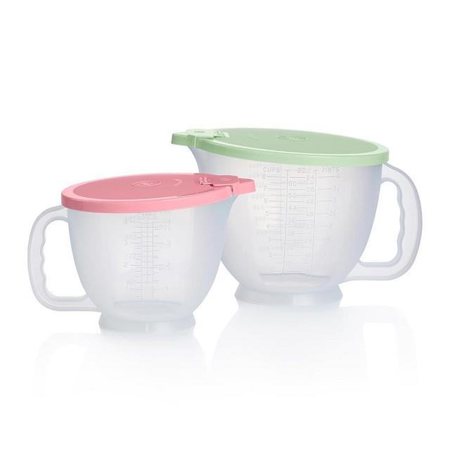 Tupperware Classic Mix-N-Store Pitcher Set in Mint Green & Candy Pink - Dishwasher Safe & BPA Free - (2 Bowls + 2 Lids)