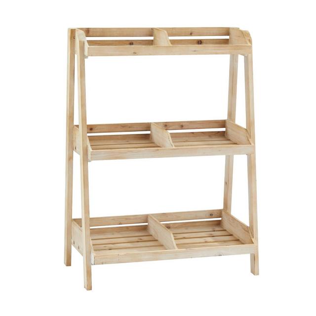 32" Farmhouse Novelty Wood Planter Pot Brown - Olivia & May