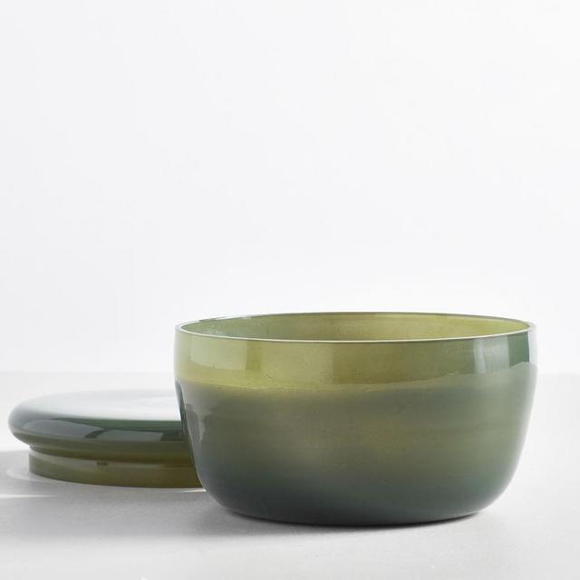 Modern Glass Candle, Dark Green, Large, Cedar Tonka Bean, 35.5 oz