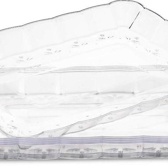 Plasticpro Plastic Serving Trays - Serving Platters Rectangle 9X13 Disposable Party Dish Crystal Clear Pack of 4