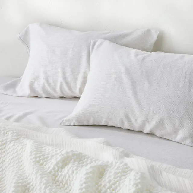 King 100% Linen Pillowcases Dark Gray Micro Striped - Casaluna™