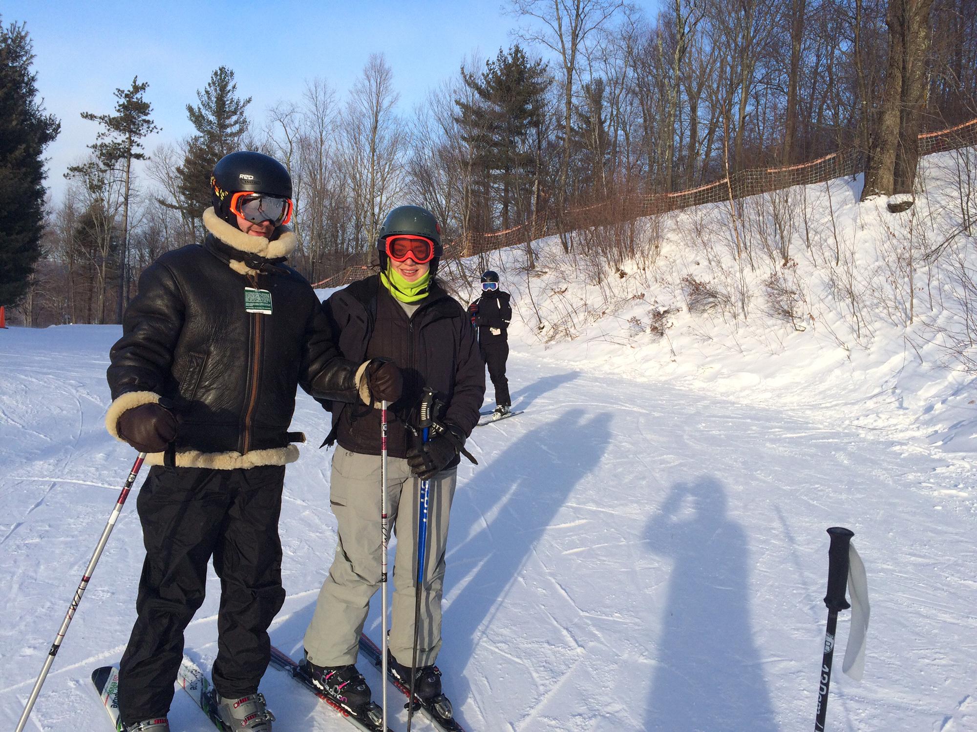 Donald learning to ski