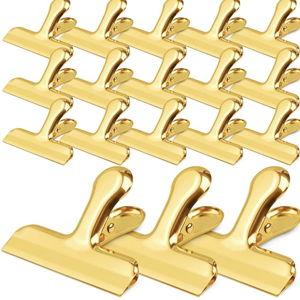 Funfery 24 Pack 3 Inch Stainless Steel Gold Chip Clips Strong Bag Clips Large Clip for Food Packages,Metal Kitchen Food Clip for Snack Home&Office Paper Heavy Duty