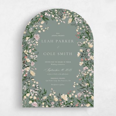 Green Arch Wedding Invitation - Melody Classic
