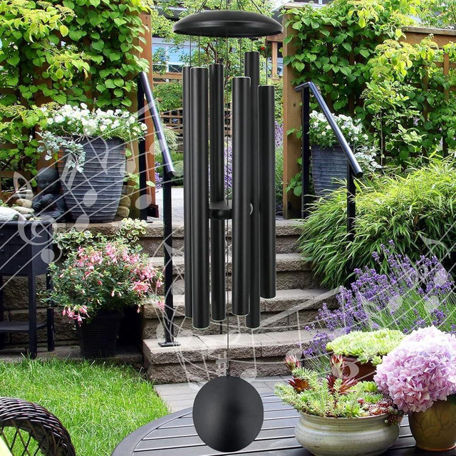 ASTARIN 45 in Memorial Wind Chimes Large with 6 Heavy Tubes, Large Deep Tone Wind Chimes Outdoor for Garden Hanging Décor,Sympathy Gifts. Black