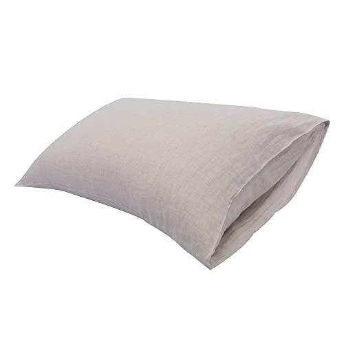 DAPU Pure Stone Washed Linen Pillowcases 1 Pair Woven from 100% Fine French Natural Flax(Natural Linen, King)