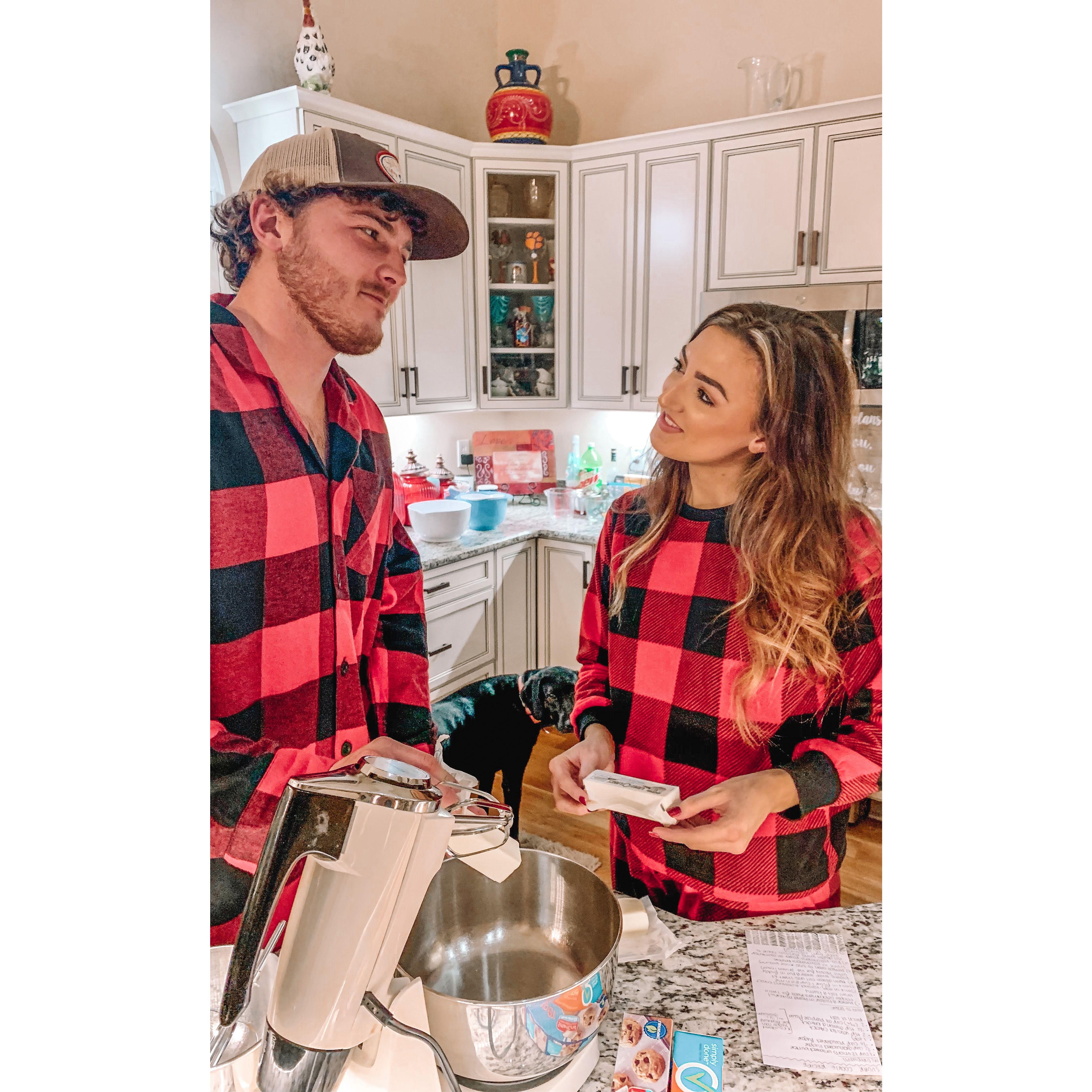 Our first Christmas together, obviously matching PJs right away