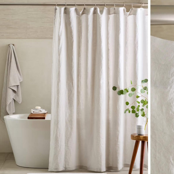 European Linen Shower Curtain in Light Grey