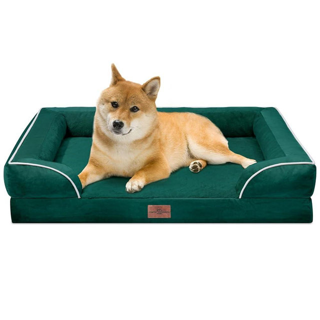 Comfort Expression Large Dog Beds Waterproof Orthopedic Foam Dog Sofa Beds Comfy Pet Bed with Washable Removable Cover & Non-Slip Bottom(Large,Emerald)