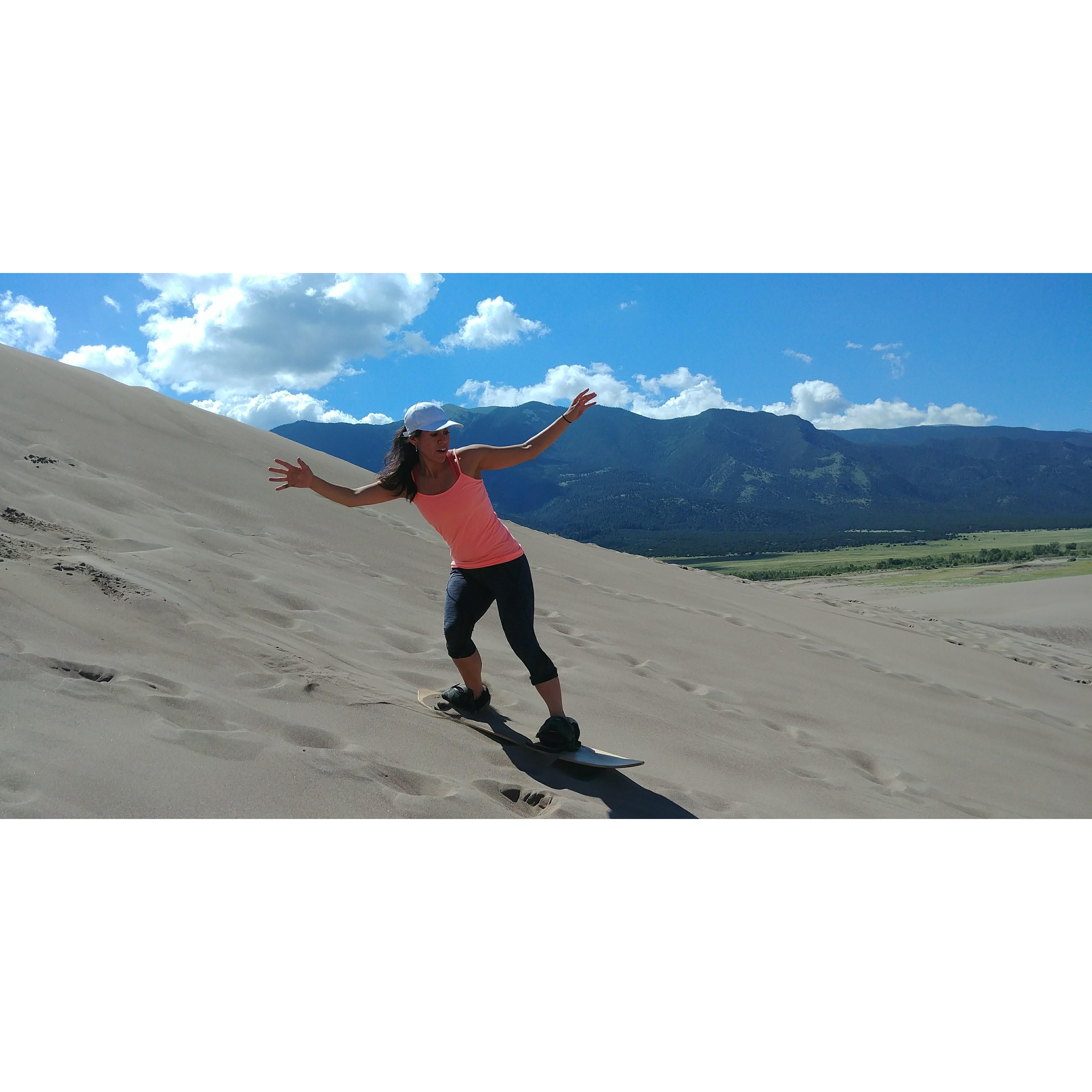 Our first time sandboarding. Thank you, Steven for giving me courage.