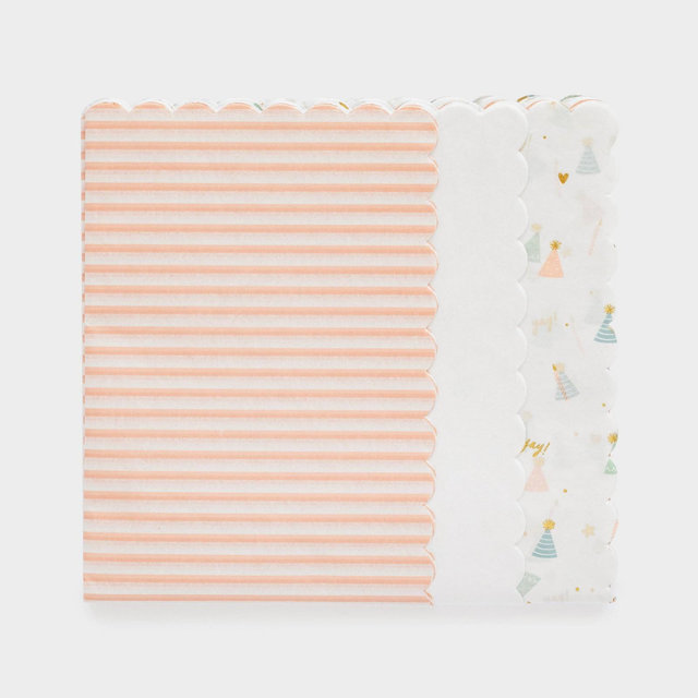 25ct Scalloped Edge Party Hats and Striped Tissue Paper White/Pink - Sugar Paper™ + Target