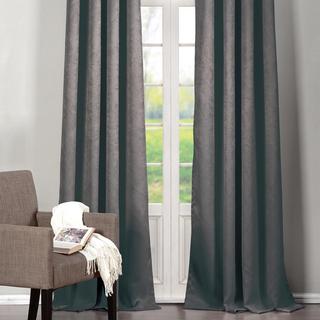 Quincy Faux Velvet Blackout Curtain Panel, Set of 2