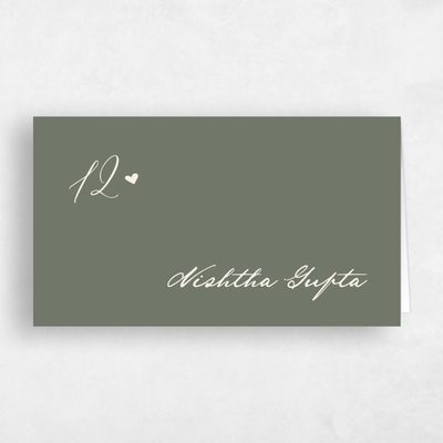 Dark Sage, Green Wedding Place Card - Estate