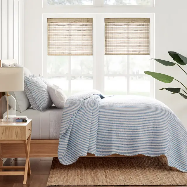 Martha Stripe Blue King Quilt Set - Levtex Home