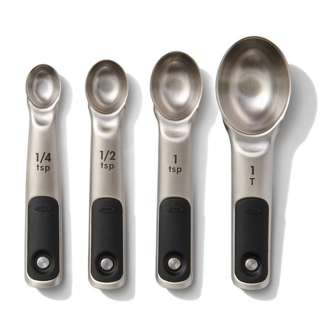 OXO 4pc Stainless Steel Magnetic Measuring Spoons Black