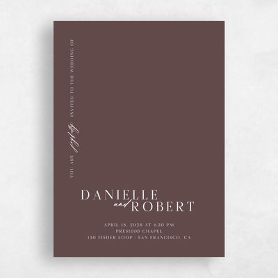 Chocolate, Brown Wedding Invitation - Asher Portrait