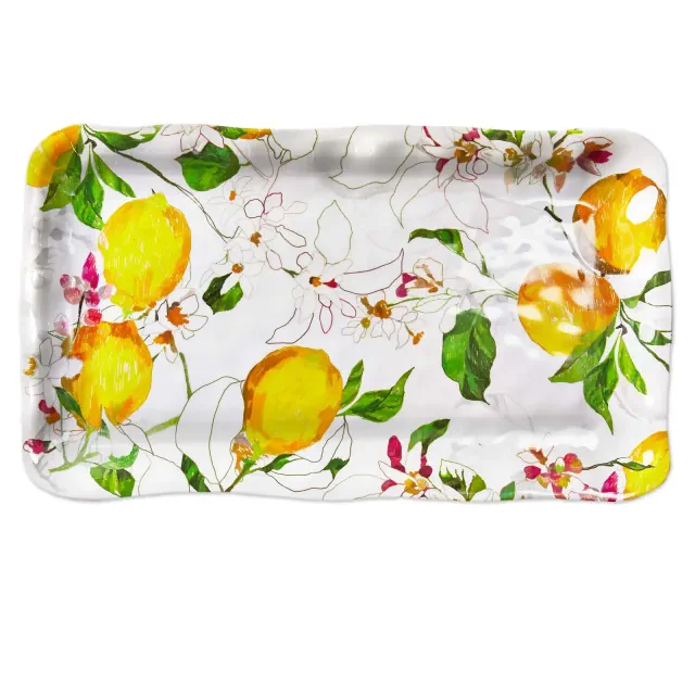 tag Lemoncello Melamine Rectangular Serving Platter - Multicolor, Dishwasher Safe, 17" x 10" x 0.75" - Perfect for Spring & Summer