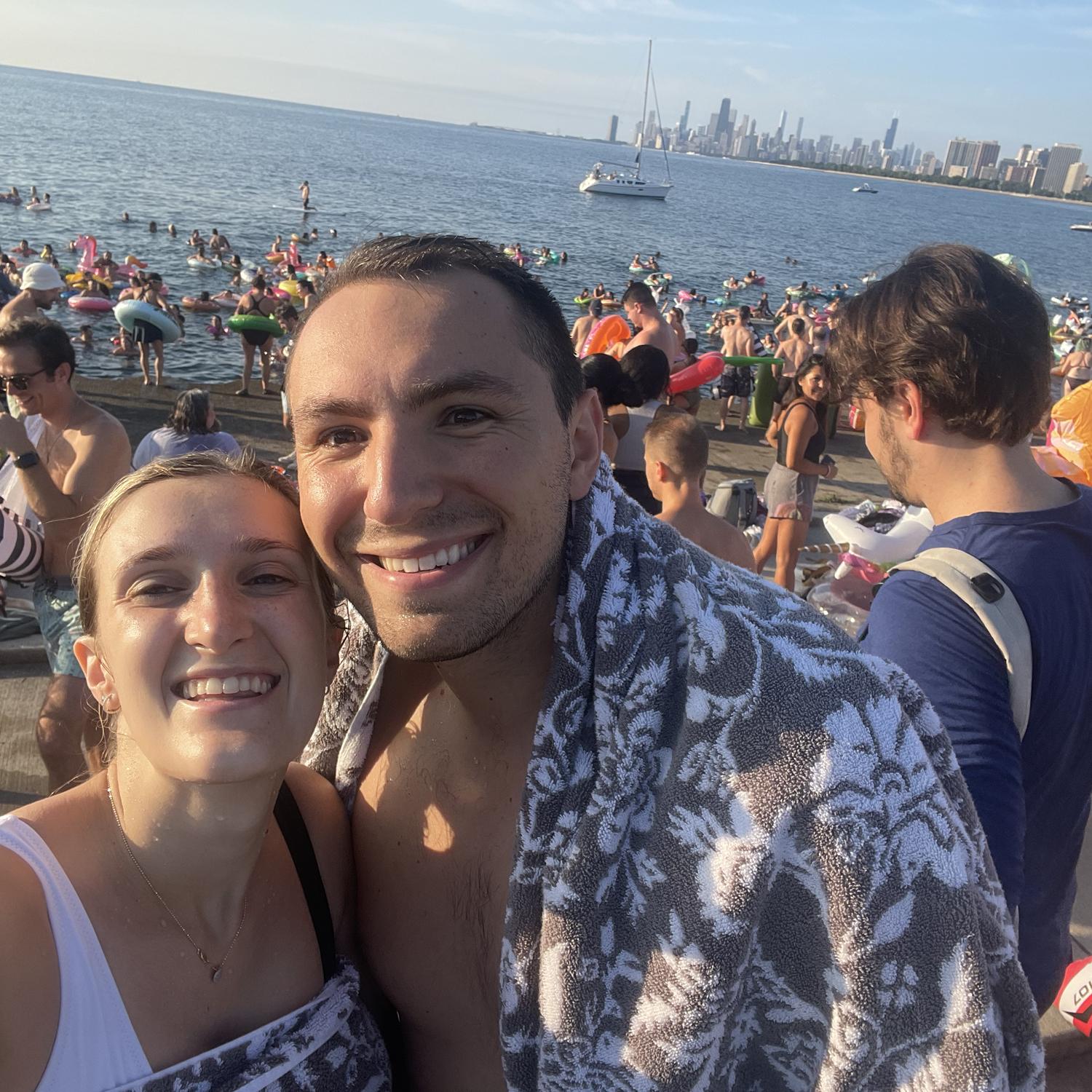 Friday morning swim club! Jumping in the lake with thousands of people at 7am