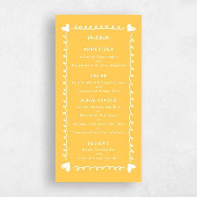 Yellow Wedding Menu - Ceres
