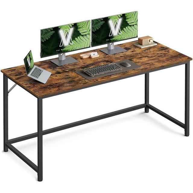 VASAGLE Computer Desk, Office Work Desk, 23.6 x 53.1 x 29.9 Inches, for Study, Bedroom, Home Office, Living Room, Rustic Brown and Ink Black ULWD043B01