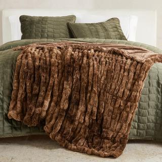 Alondra Ruched Faux Fur Throw Blanket