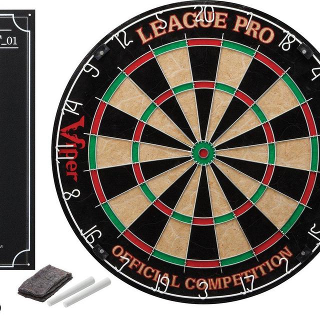 Viper League Pro Sisal/Bristle Steel Tip Dartboard with Staple-Free Bullseye and Cricket Scoreboard Kit