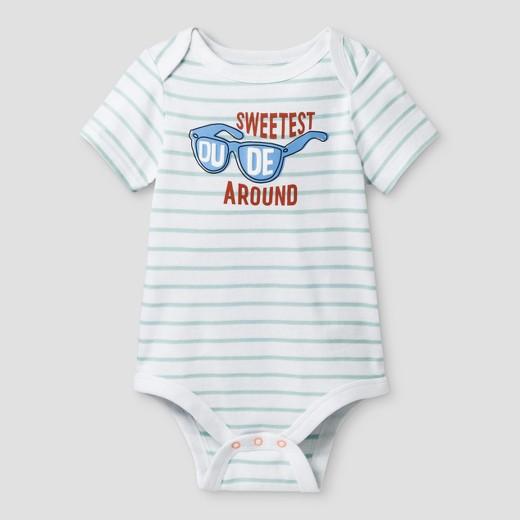 Baby Boys' Sweetest Dude Bodysuit - Cat & Jack™ Turquoise/White Stripe